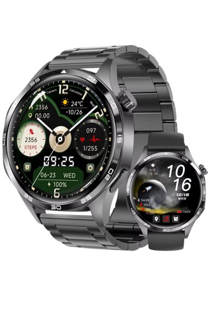 HOWEAR Watch Klasik Erkek 46mm Siyah Akıllı Saat Bluetooth Sesli Görüşmeli iPhone Huawei Uyumlu 8,9,10