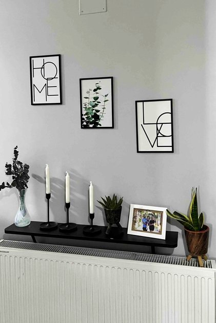 Home Love Okaliptus 3'lü Set Siyah Ahşap(MDF) Çerçeveli Duvar Dekorasyon Tablo Modern Tablo