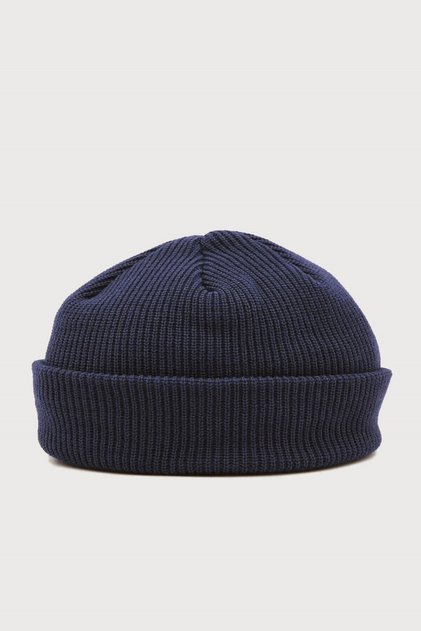 Men's Dark Navy Blue Knit Docker Beanie Skullcap