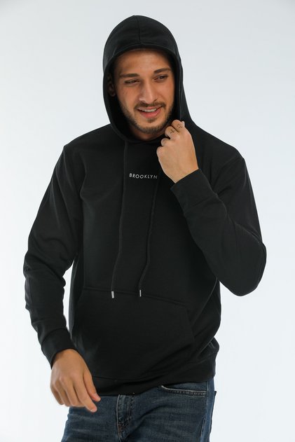 Men's Hooded Regular Fit Brooklyn Printed Thin Sweatshirt Spr22sw161