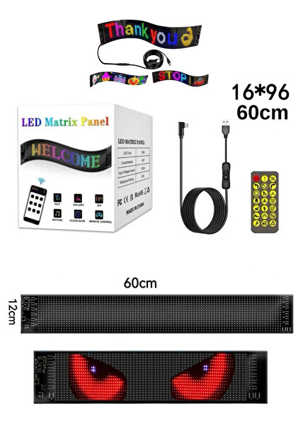 Led Matrix Workplace Automobile Truck Glass or Wall Largest Size Panel 60cm App Controlled Accessory