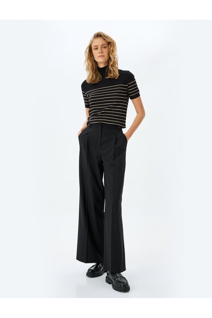 High Waist Palazzo Trousers with Pockets