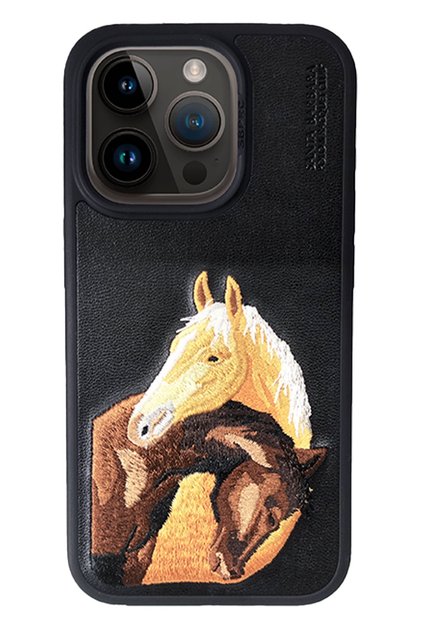 Sbprc iPhone 15 Pro Compatible Case Pu Leather Embroidered 3D Airbag Isidore Cover