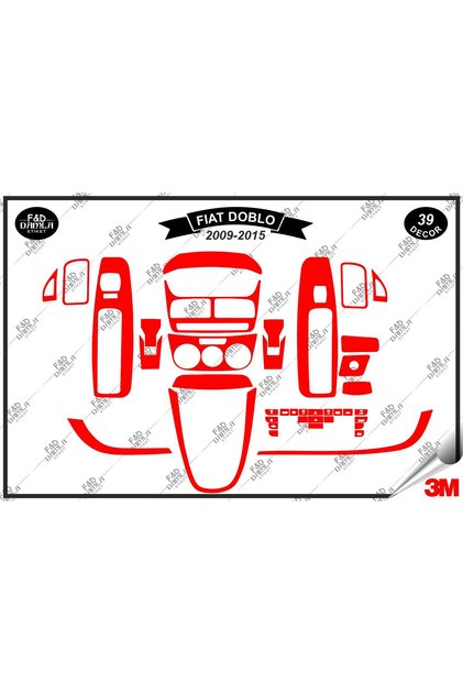 For Fiat Doblo 2009-2015 Glove Box Console Trim Chest Mahogany Finish Set 39 Pieces Red