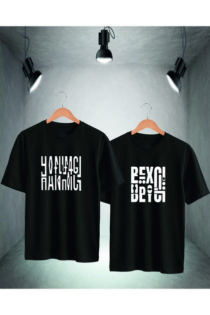 Dear Kombini Cotton Oversize Hanımcı-Beyci Printed T-Shirt (Piece of 2)