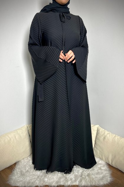 TÜM PİLİSE Tesettür Elbise - SİYAH