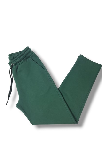 Sweatpants Thick Winter Green Straight Leg 3 Thread Compact Ribbed Combed Cotton Pajamas Men / Women Unisex