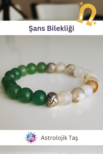 Natural Stone Lucky Bracelet - Certified White Agate & Aventurine Stone