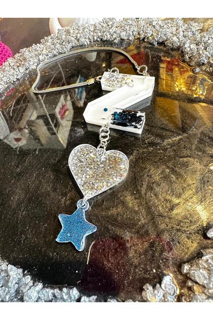 Letter Z Silver Navy Blue Sequin Rearview Mirror Ornament on White Background