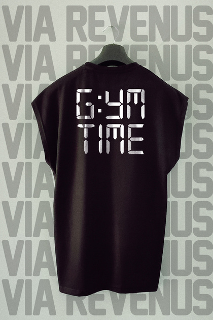 Gym Time Printed 100% Cotton Zero Sleeve Sports Tshirt