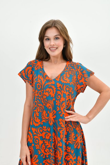Women's Multicolor Summer Viscose Picasso Dress – Lightweight, Comfortable, Casual Elegance