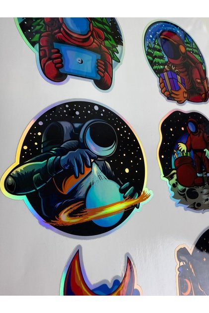ملصق Astroworld Space Themed Hologram Pixel Heart بحجم A4