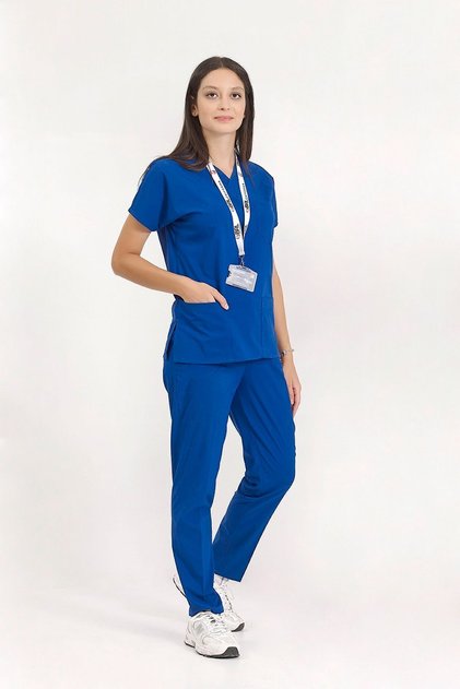 Night Blue Stretch Fabric Doctor and Nurse Uniform Unisex Surgical Set | Brl Scruble