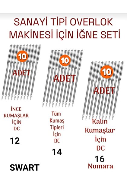 Swart SANAYİ OVERLOK İGNE SETİ SİNGER JUKİ BROTHER TYPİCAL
