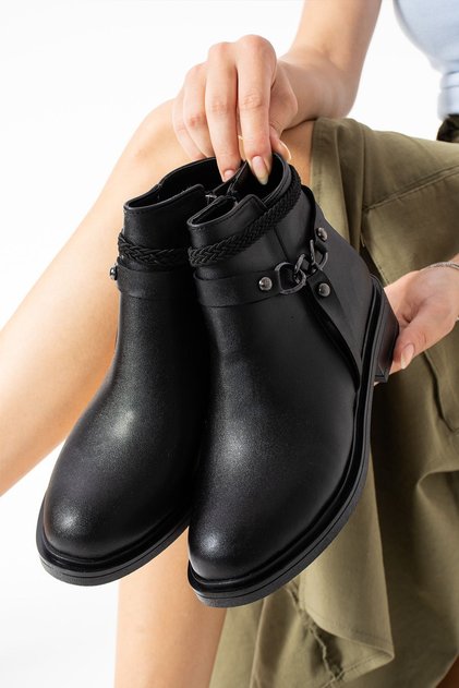 Schwarze Stiefel mit Reißverschluss für Damen