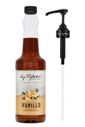 Şekersiz Vanilya Kahve Şurubu 750 ML | Doğal Aroma | 0 Şeker 0 Kalori | Şurup Pompası Dahil