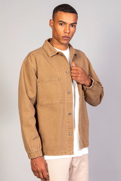 Men's Shirt Model Oversize Denim Camel Jacket