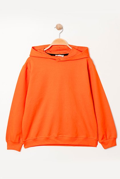 Kız Çocuk Kapüşonlu Sweatshirt - Turuncu