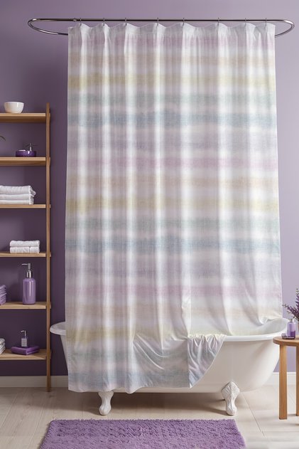 Pastel Rainbow Transition Shower Curtain 175X200Cm, Stripe and Curtain Pattern