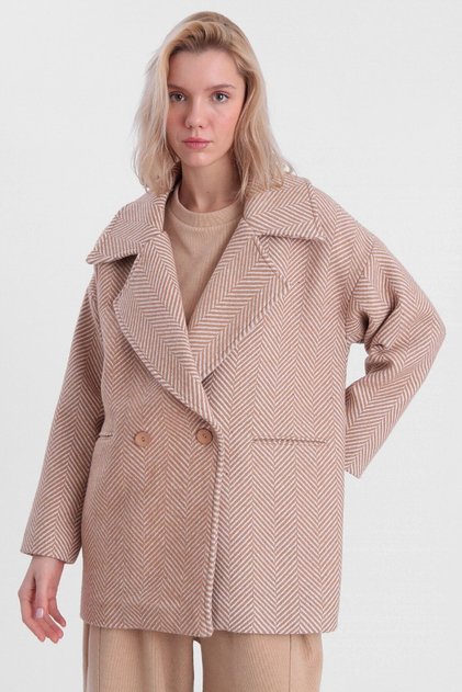 Palton oversize din cașmir, cu buzunare, cașmir, Camel
