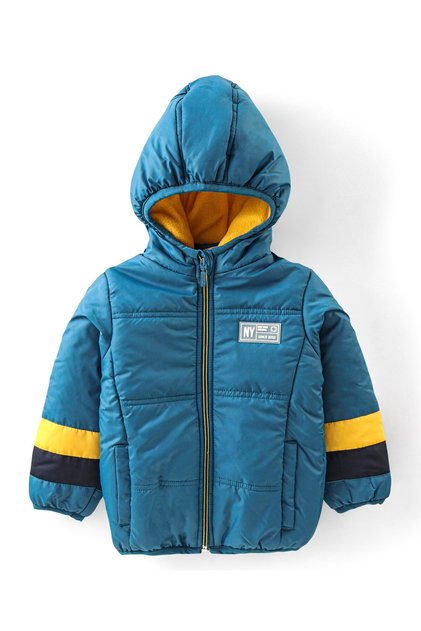 Babyhug Full Sleeves Hooded & Padded Jacket Solid- Teal