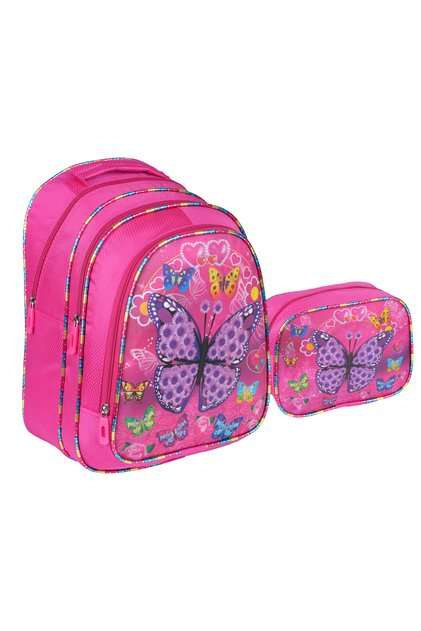 Butterfly Figured Primary School Bag with Lunch Bag 1311-1