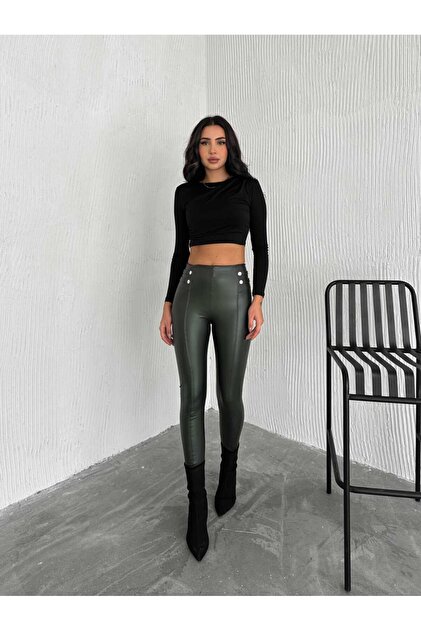 Leather Leggings with Waist Detail