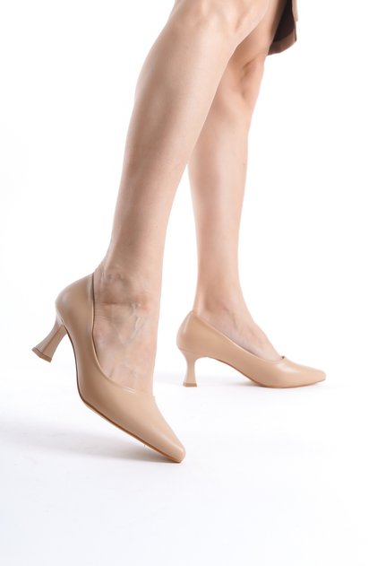 Nude Stiletto Low Goblet Heeled Shoes - Kandy