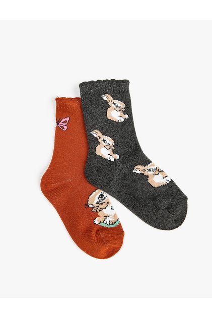 Socks Set of 2 Multicolored Squirrel Printed