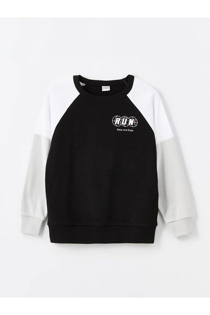 Lcw Kids Black Crew Neck Printed Boys' T-Shirt