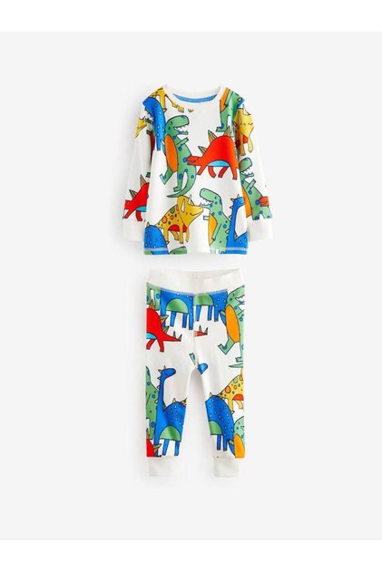 New Season All Seasons Cotton Combed Dinosaur Jurassic Themed Elastic Leg Pajamas Set