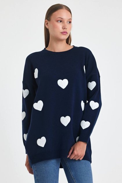 Women's Embroidered Heart Sweater
