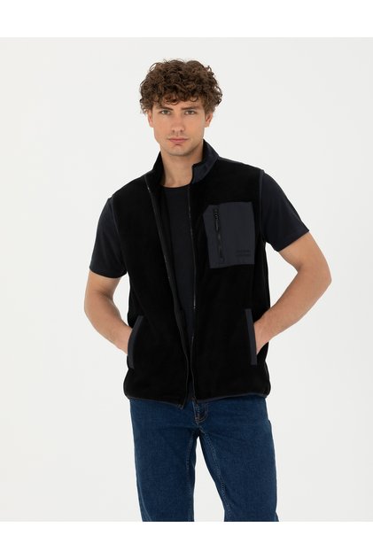 Siyah Regular Fit Polar Yelek 50273923-VR046