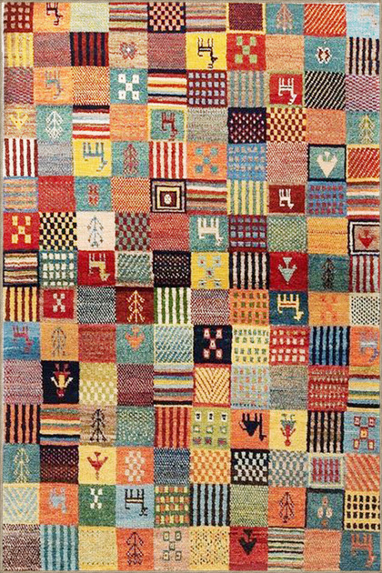 Multy Checked Geometric Patterned Woven Area Rug 4129