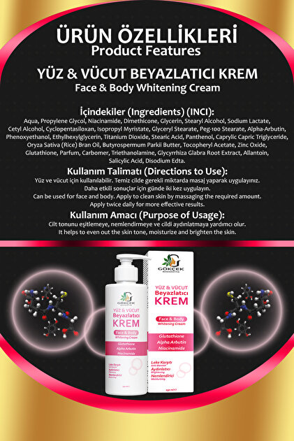 Gökçek Şifa Yüz Ve Vücut Beyazlatıcı Krem (FACE & BODY WHİTENİNG
