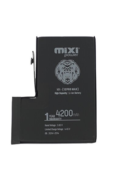 mixipower Apple İphone 12 PRO MAX Uyumlu Yüksek Kapasiteli Batarya