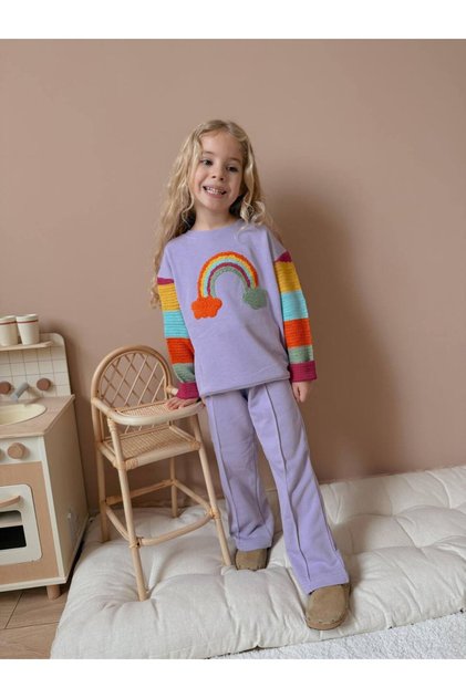 Girl's Colorful Lace Detailed Suit