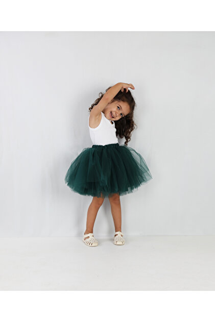 HSNLFE Emerald Green Fluffy Zippered Lined Girls Tutu Skirt for April 23Rd  Birthday Reading Day Tutu Skirt- Trendyol