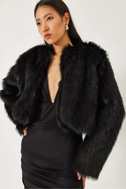Women's Black Faux Fur Lined Coat 38119 60251968