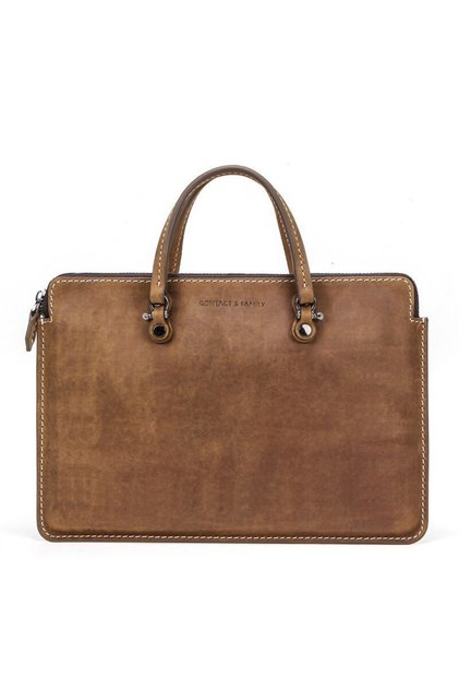 Contacts Montevila - Hakiki Eskitme Deri Vintage Prestige 15" Laptop Çantası