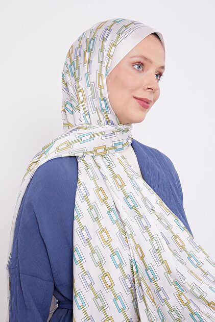 شال ملاك بنمط سلسلة مربعة باللون البيج