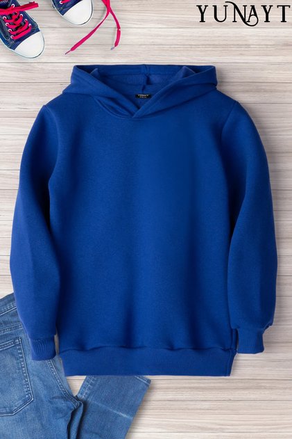 Children's Unprinted Hooded Pocketless Sweatshirt