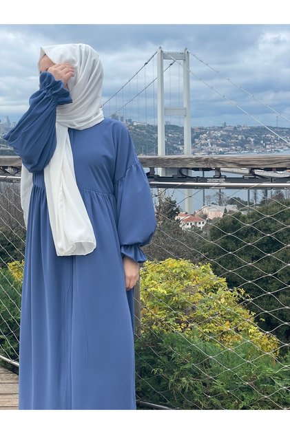 Women's Hijab Robe Ferace Medina Silk Indigo