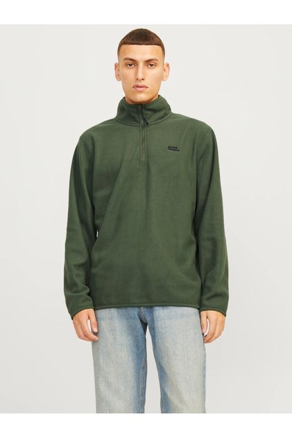 Jack&Jones Minimalist Yarım Fermuarlı Uzun Kol Erkek Sweatshirt - Oversize