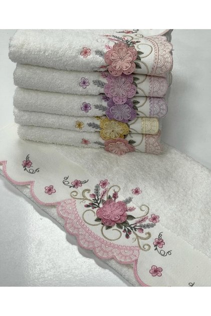 6lı Sena Bambu 3d Nakışlı 30x50 Havlu Seti