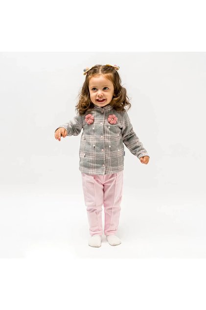 100% Cotton Pearl Floral Plaid Fabric Baby Girl Triple Set