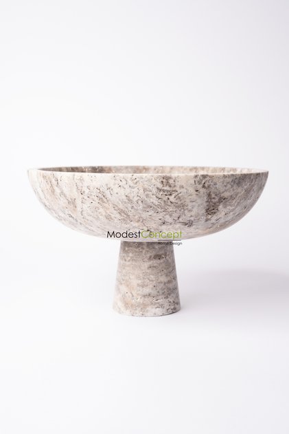 Silver Traverten Ayaklı Kase 25cm