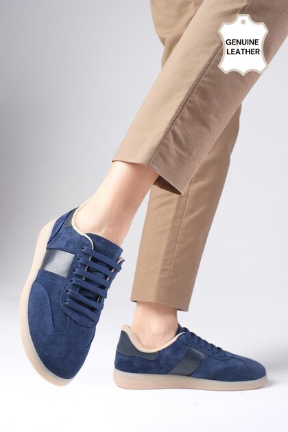 Nicole Genuine Suede Navy Blue Women's Casual Sneakers