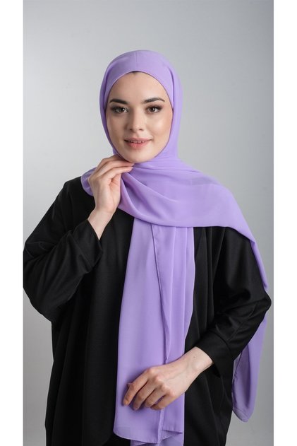 Purple Practical Ready-To-Wear Shawl with Chiffon Tube Bonnet 3001_46