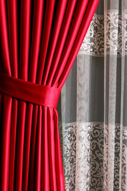 Sik Pleated Red Blackout Blackout Fabric Background Curtain 1X3 Single Panel Clr636